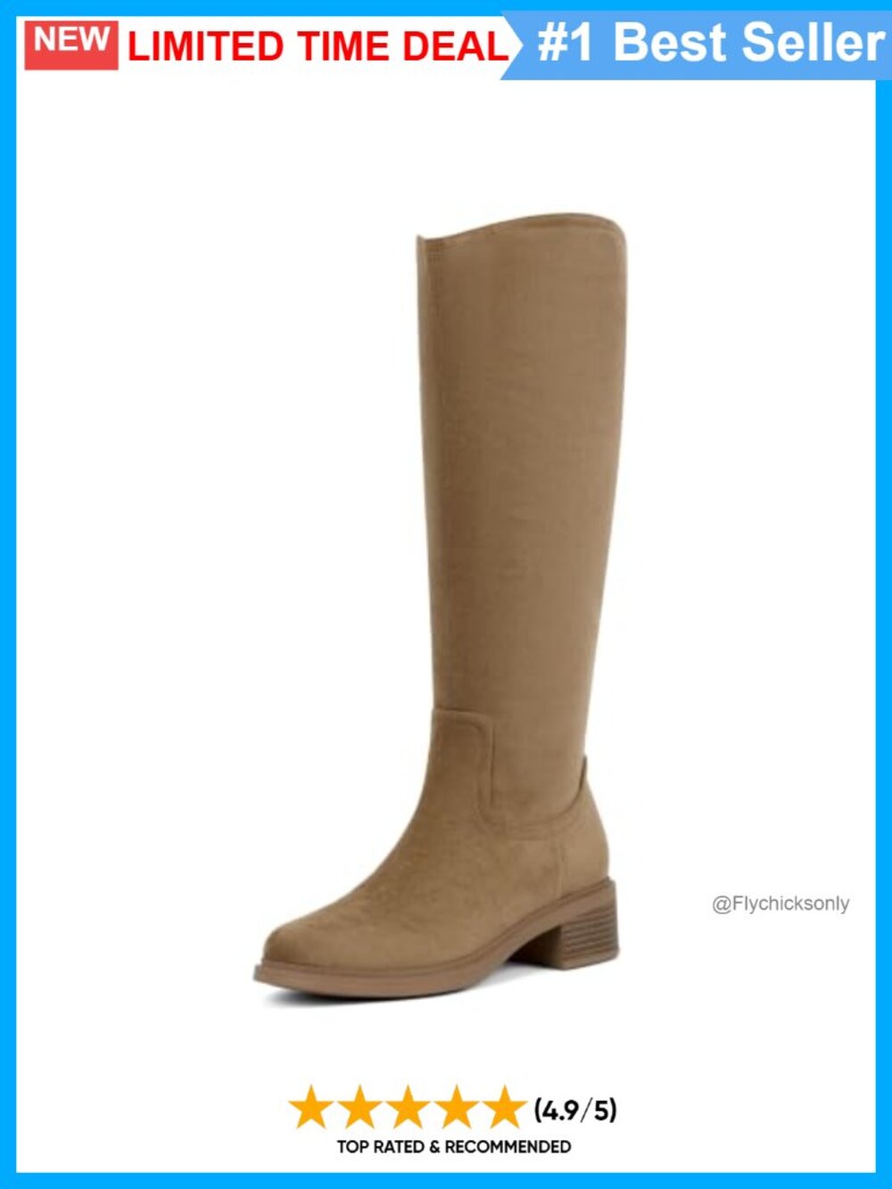 Knee High Boots Women Faux Suede Side Zipper Low Block Heel Tall